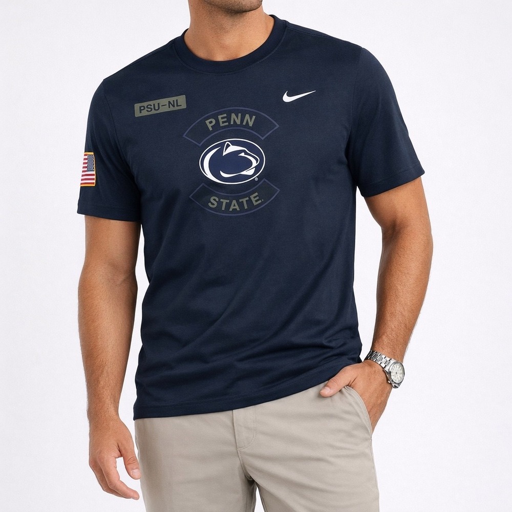 Nike Penn State Nittany Lions Mens Small Navy Military Appreciation T-Shirt New